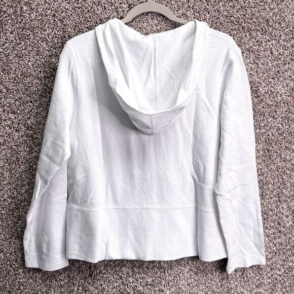 Eileen Fisher Jacket Women’s M White Cotton Ottoman Rippled Texture Full Zip Up - Picture 5 of 7